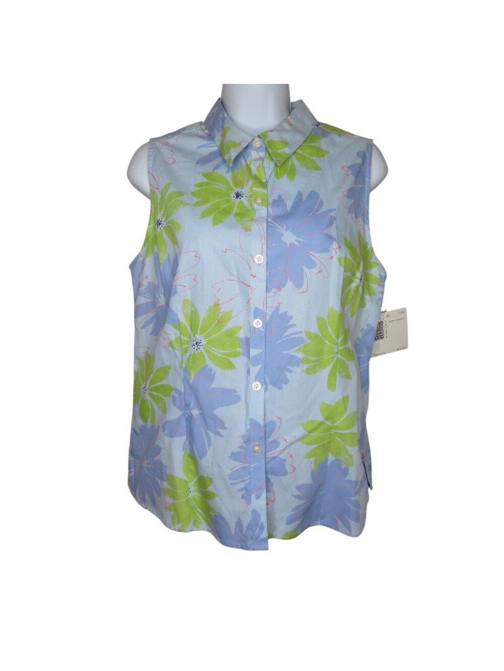 Crazy Horse Liz Claiborne Sleeveless Button-Up Floral Blouse Size 8 NWT